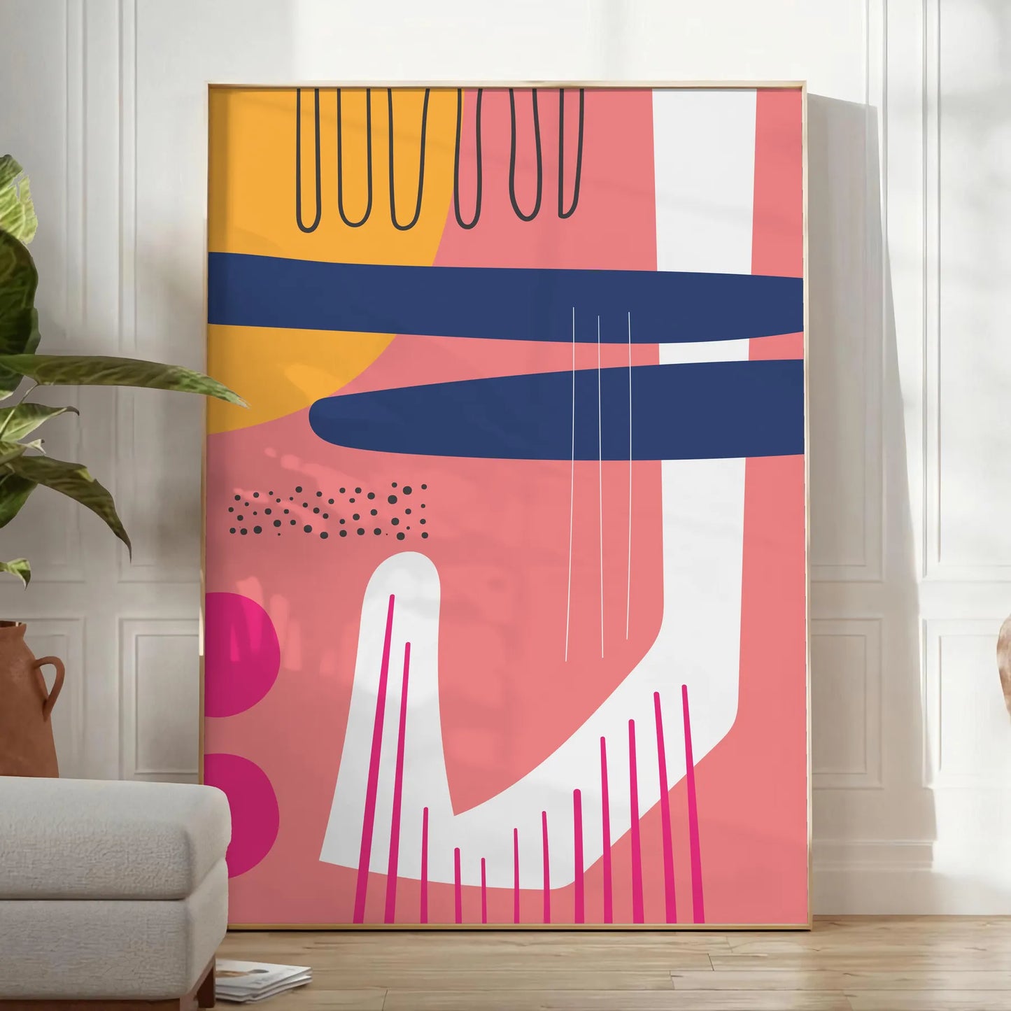 space boho abstract wall art poster vibrant orange blue hues eye print touch creativity room A4 cm A0 home decor stunning artwork