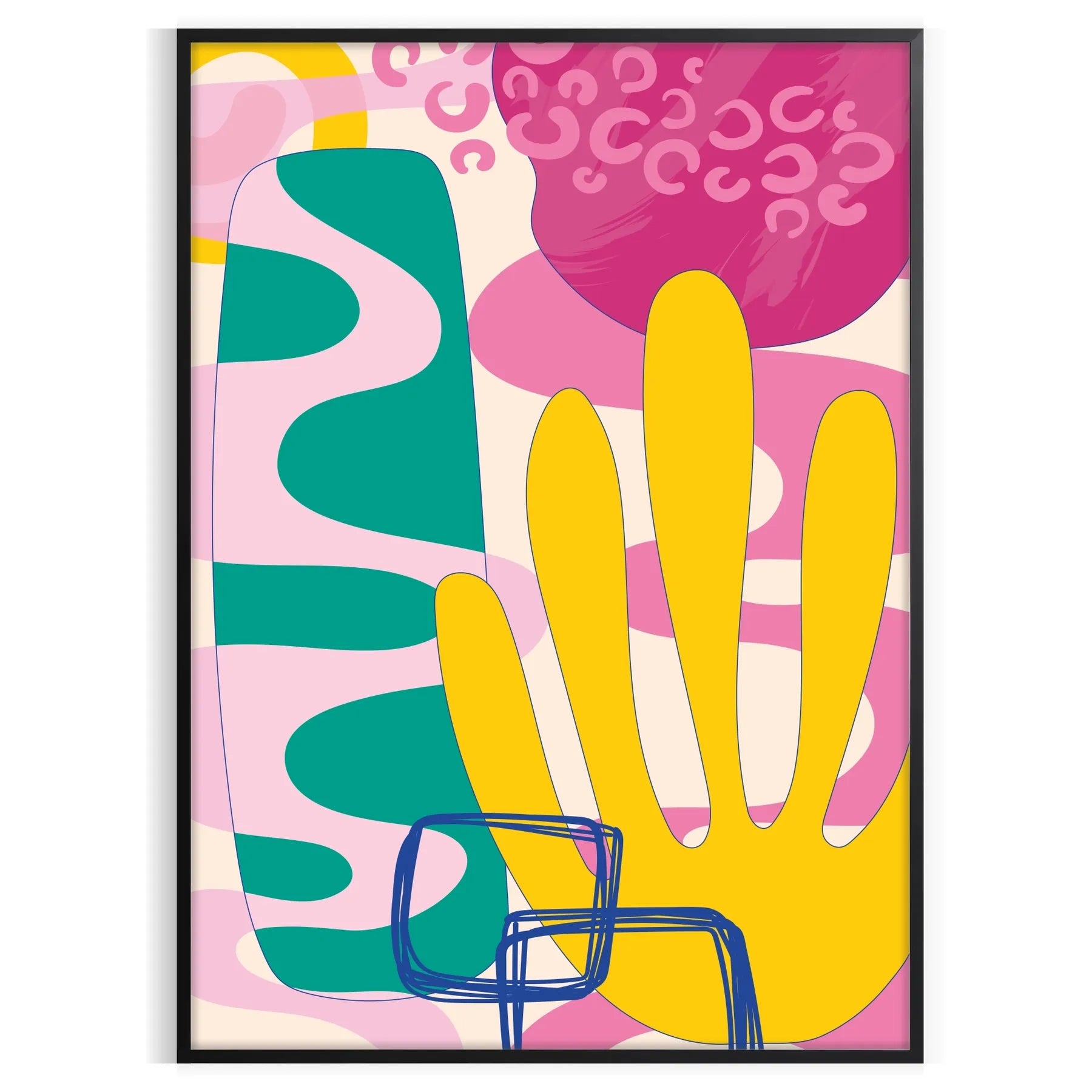 space boho abstract art poster 39 vibrant orange blue hues captivating wall perfect gift stylish touch room unframed options decor