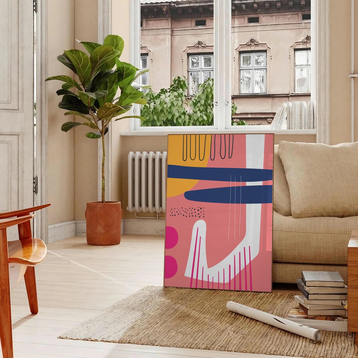 space boho abstract wall art poster vibrant orange blue hues eye print touch creativity room A4 cm A0 home decor stunning artwork